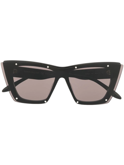Shop Alexander Mcqueen Studded Cat Eye-frame Sunglasses In Black