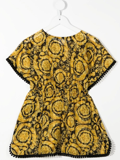 Shop Versace Barocco Print Cover-up In Yellow