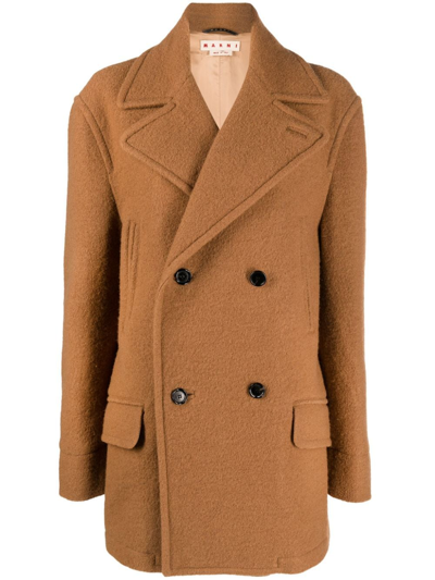 Shop Marni Double-breasted Short Coat In Brown