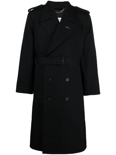 Shop Maison Margiela Double-breasted Belted Trench Coat In 524 Navy