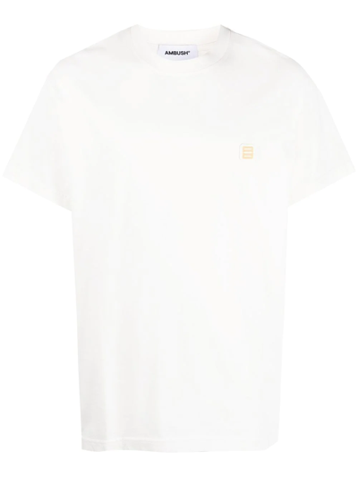 Shop Ambush Patch-detail Cotton T-shirt In Cloud Dancer Cloud Dancer