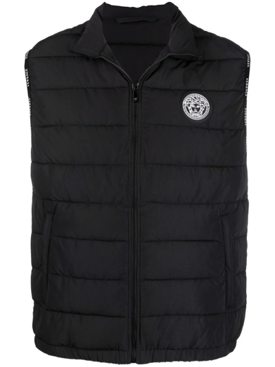 Shop Versace Logo-patch Padded Jacket In Black