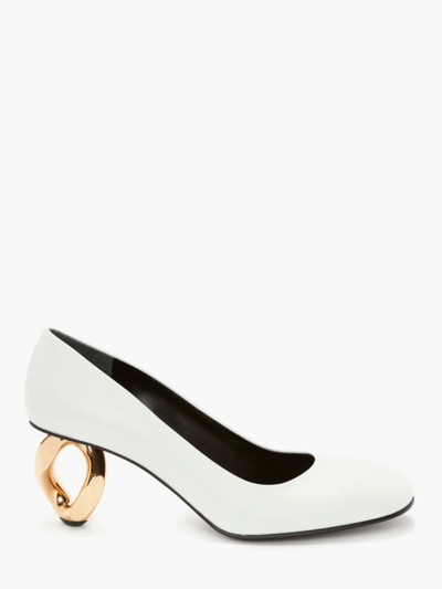 Shop Jw Anderson Chain Heel Leather Pumps In White