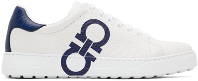 Shop Ferragamo White Gancini Sneakers In Bianco Ottico || Blu