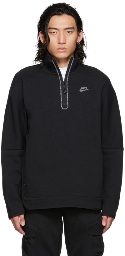Shop Nike Black Sportswear Half-zip Sweatshirt In Black/htr