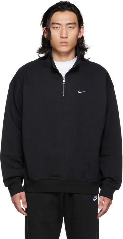 Shop Nike Black Solo Swoosh Sweatshirt In Black/white