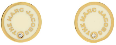 Shop Marc Jacobs Beige 'the Medallion Studs' Earrings In 106 Cream
