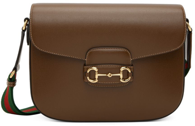 Horsebit 1955 messenger leather handbag Gucci Brown in Leather - 29858059