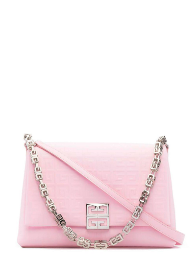 Shop Givenchy Pink Embossed Calfskin Shoulder Bag With 4g Pattern