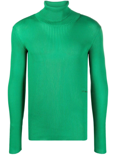 Shop Off-white Green Turtleneck Sweater