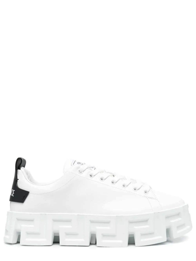 Shop Versace Greca Labyrinth Sneakers White