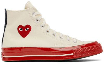 Shop Comme Des Garçons Play Off-white & Red Converse Edition Chuck 70 Sneakers In Off White