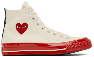 Shop Comme Des Garçons Play Off-white & Red Converse Edition Chuck 70 Sneakers In Off White