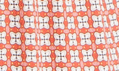 Shop Maxstudio Ruffle Collar Print Tiered Maxi Dress In Clay Nucleus Geo