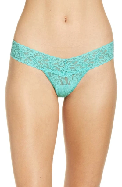 Shop Hanky Panky Signature Lace Low Rise Thong In Bright Aqua Blue
