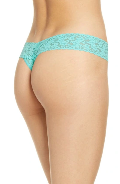 Shop Hanky Panky Signature Lace Low Rise Thong In Bright Aqua Blue