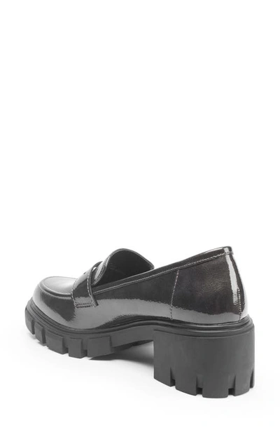Shop Me Too Blaze Lug Sole Penny Loafer In Charcoal Crinkle Patent Pu