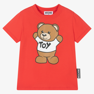 Shop Moschino Kid-teen Red Teddy Bear T-shirt