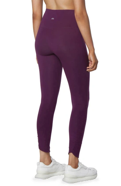 Shop Andrew Marc Sport Ruched High Waist Leggings In Eggplant