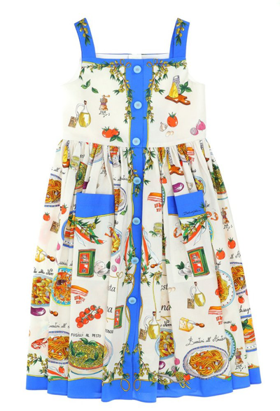 Shop Dolce & Gabbana Kids Graphic Printed Sleeveless Dress In Multi