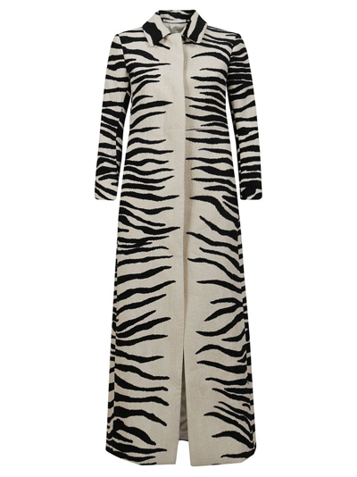 Shop Dries Van Noten Zebra Printed Long Coat In Beige