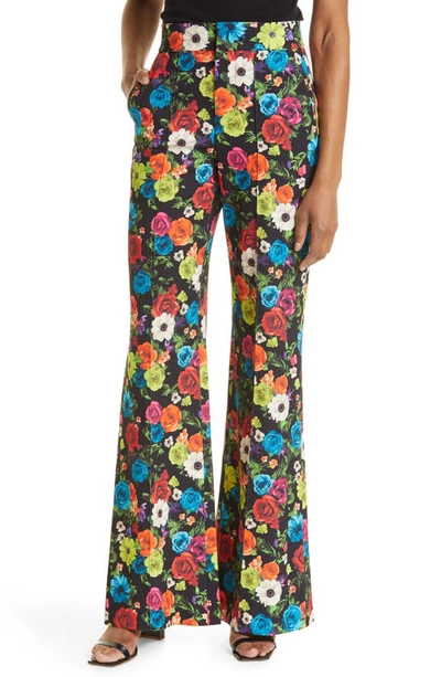 Shop Alice And Olivia Dylan Floral Wide Leg Trousers In Flower Garden