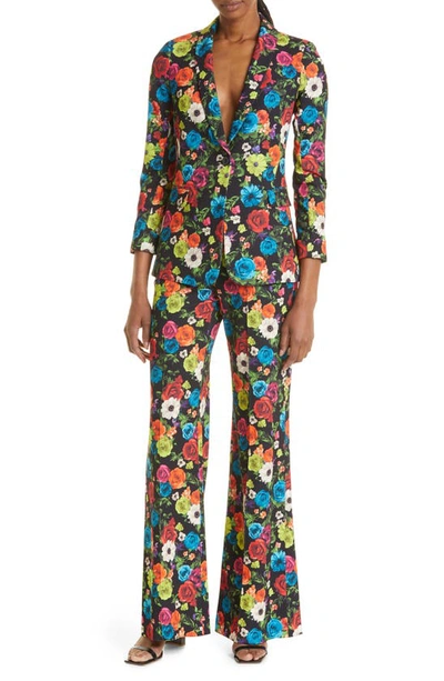 Shop Alice And Olivia Dylan Floral Wide Leg Trousers In Flower Garden