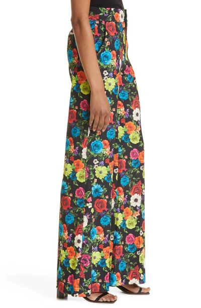 Shop Alice And Olivia Dylan Floral Wide Leg Trousers In Flower Garden