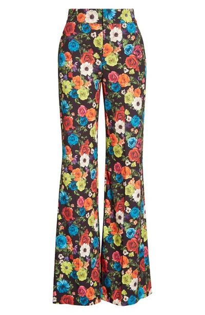 Shop Alice And Olivia Dylan Floral Wide Leg Trousers In Flower Garden