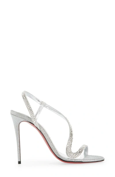 Shop Christian Louboutin Rosalie Crystal Embellished Glitter Slingback Sandal In Silver