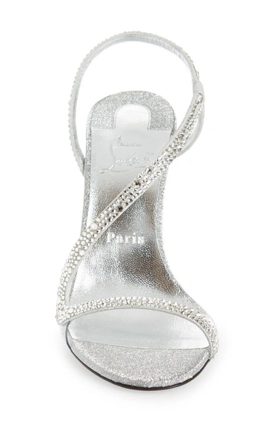 Shop Christian Louboutin Rosalie Crystal Embellished Glitter Slingback Sandal In Silver