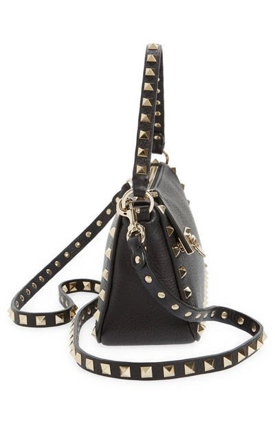 Shop Valentino Small Rockstud Leather Shoulder Bag In Nero