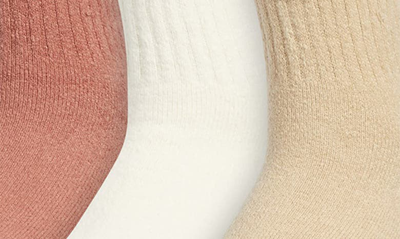 Shop Adidas Originals Assorted 3-pack Originals Embroidered Trefoil Logo Crew Socks In Magic Beige/wonder White/red