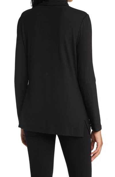 Shop Ming Wang Turtleneck Jersey Tunic Top In Black