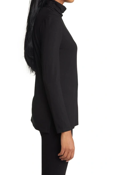 Shop Ming Wang Turtleneck Jersey Tunic Top In Black