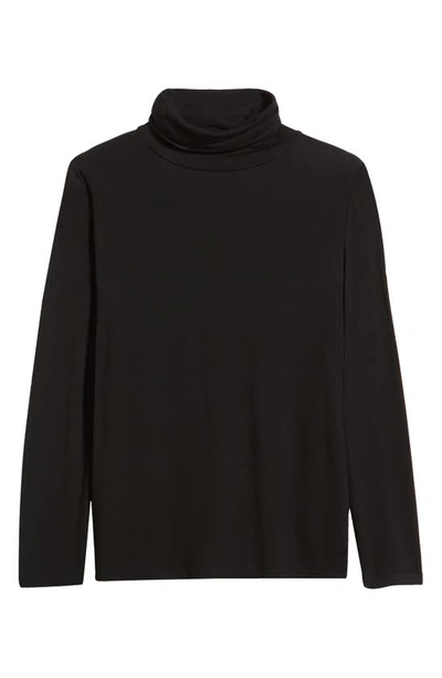 Shop Ming Wang Turtleneck Jersey Tunic Top In Black