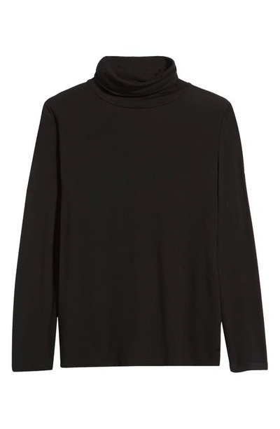 Ming Wang Turtleneck Jersey Tunic Top In Black