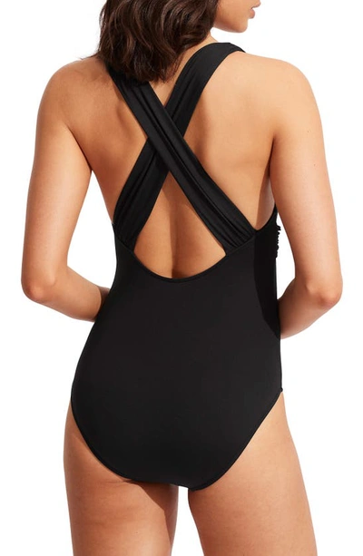 Shop Seafolly Collective Crisscross One-piece Swimsuit In Black