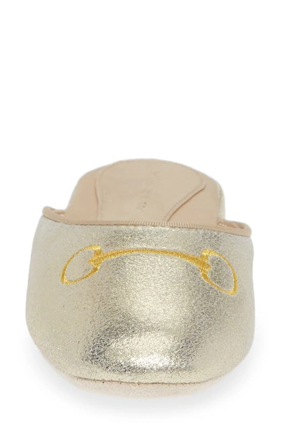 Shop Patricia Green Milano Too Bit Embroidered Slipper In Gold Suede
