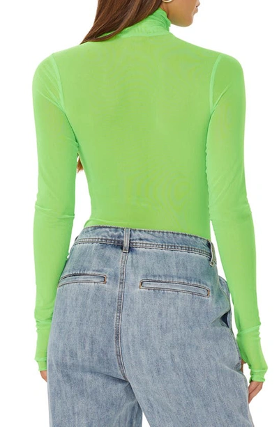 Shop Afrm Astra Long Sleeve Mesh Top In Neon Green