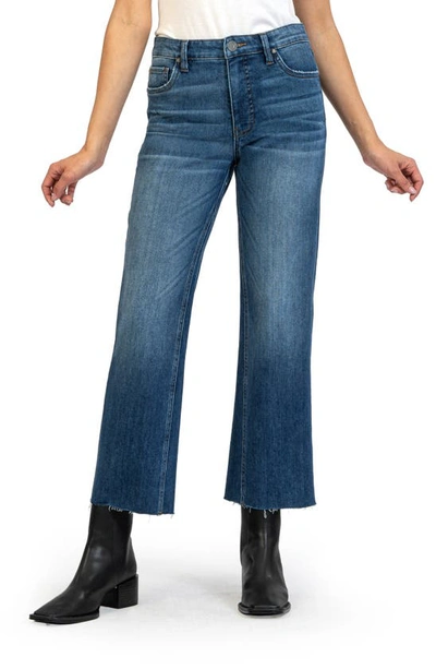 Kut From The Kloth Kelsey Fab Ab High Waist Raw Hem Ankle Flare Jeans In Royal