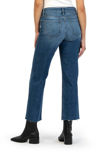 Kut From The Kloth Kelsey Fab Ab High Waist Raw Hem Ankle Flare Jeans In Royal