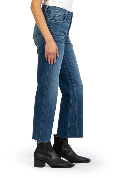 Kut From The Kloth Kelsey Fab Ab High Waist Raw Hem Ankle Flare Jeans In Royal