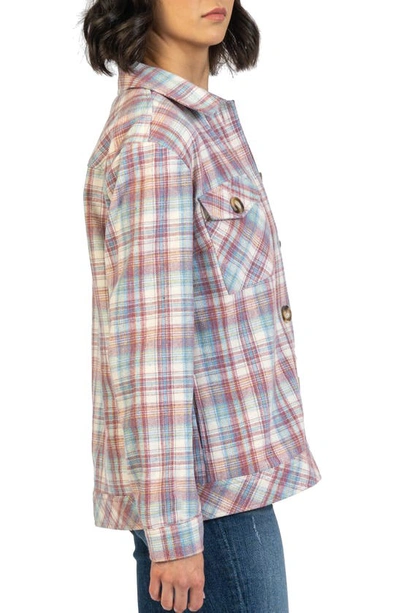 Shop Kut From The Kloth Magnolia Plaid Shirt Jacket In Dusty Rose/ Blue