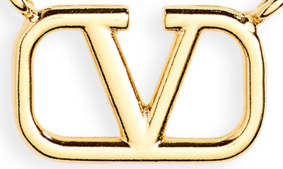 Shop Valentino Vlogo Pendant Necklace In Oro 18