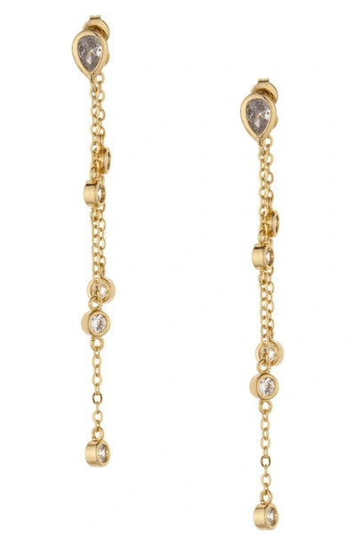 Shop Ettika Dripping Cubic Zirconia Linear Drop Earrings In Gold