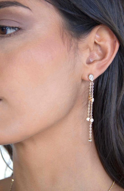 Shop Ettika Dripping Cubic Zirconia Linear Drop Earrings In Gold