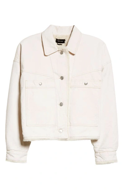 Shop Isabel Marant Paoleta Denim & Faux Shearling Jacket In Ecru