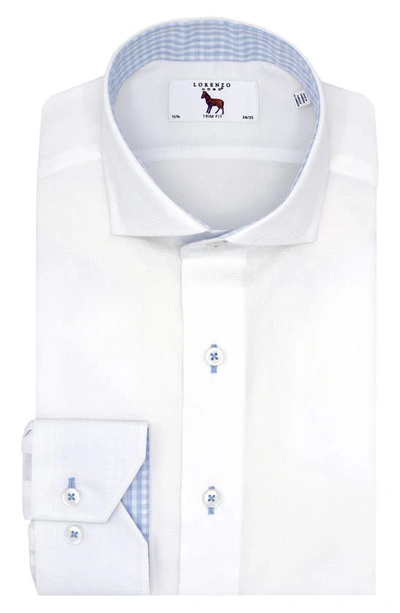 Shop Lorenzo Uomo Trim Fit Solid Cotton Dress Shirt In White