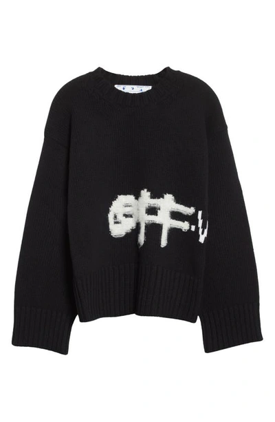 Shop Off-white Intarsia Spray Paint Logo Wool Blend Sweater In Black White